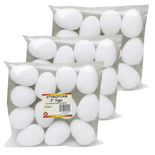 Hygloss® Styrofoam Eggs, 3 packs of 12
